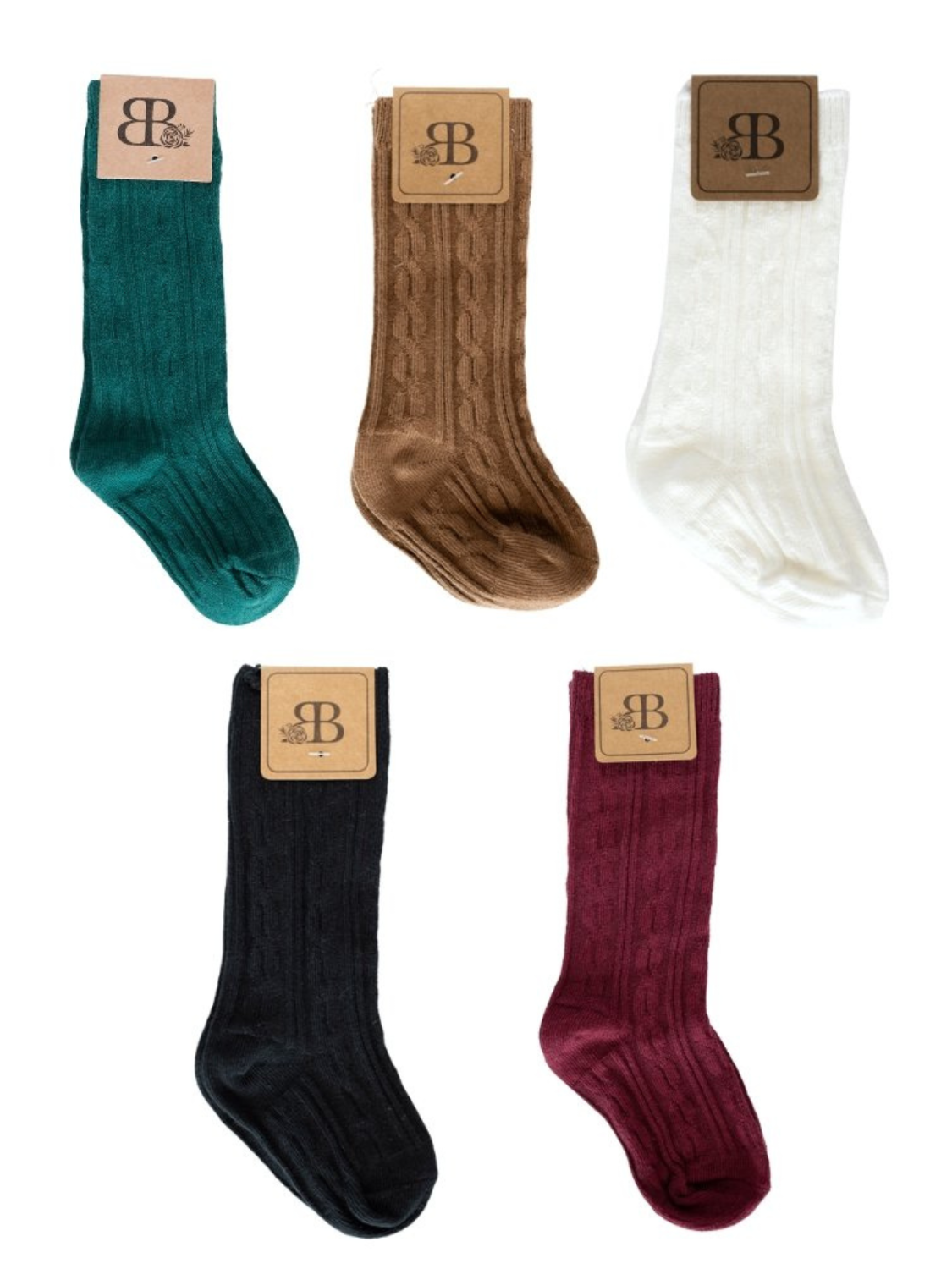 Sunday Cable Knit High Socks