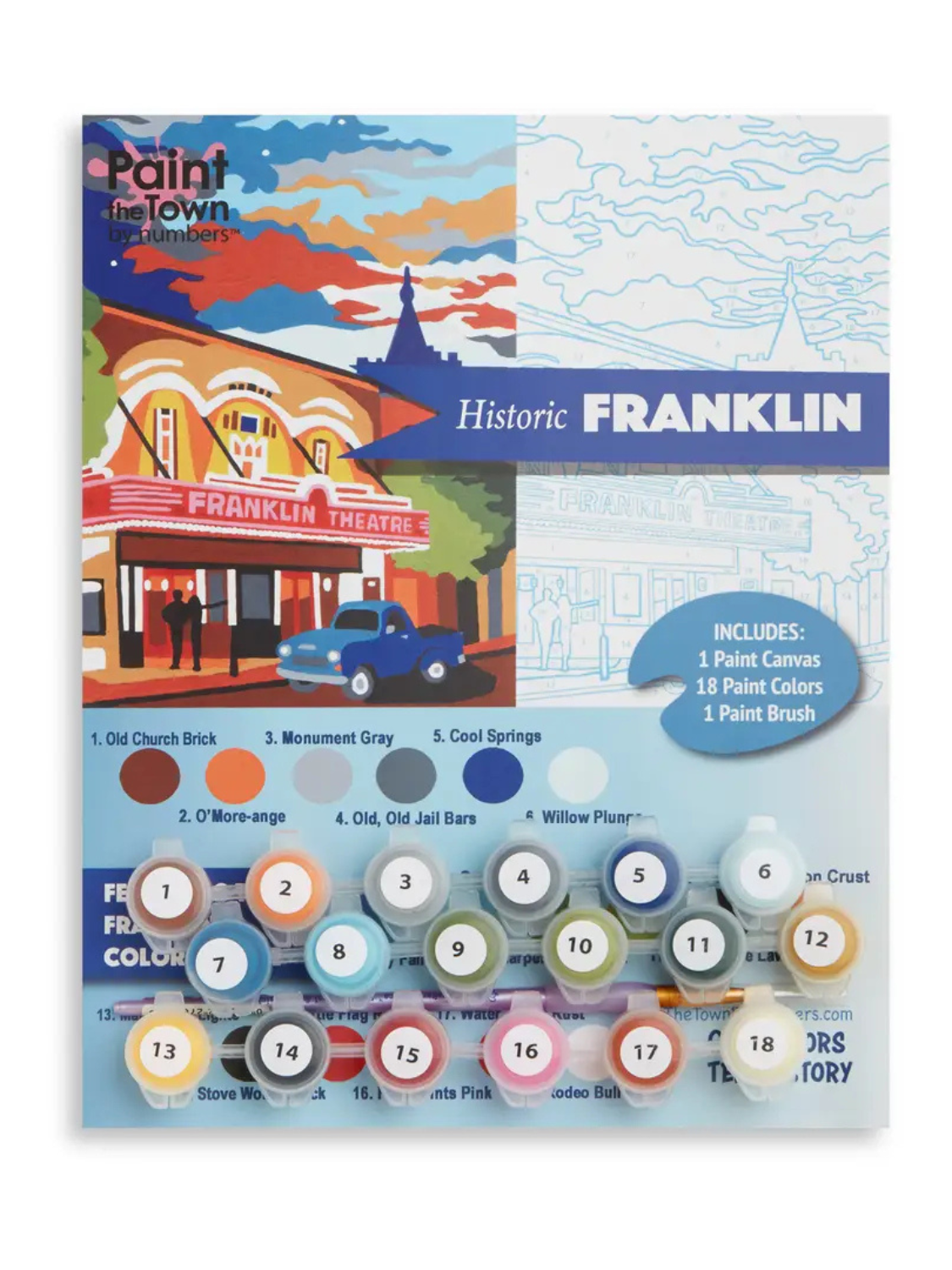Franklin Tennessee Paint By Number Kit 8”x10”