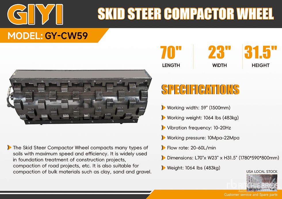 Thumbnail: Unused 2025 GIYI GY-CW59 59" Padfoot Skid Steer Attachment