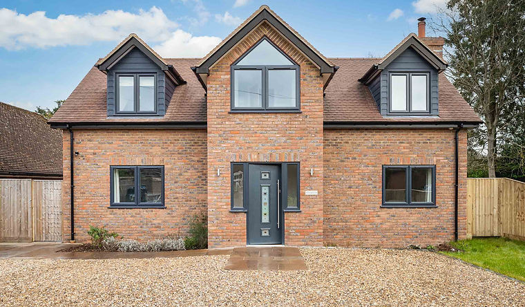Front view of detached new build property in a village near Great Missenden