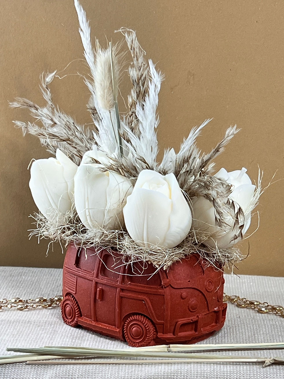 Bouquet de fleurs en cire, en bougies et fondants