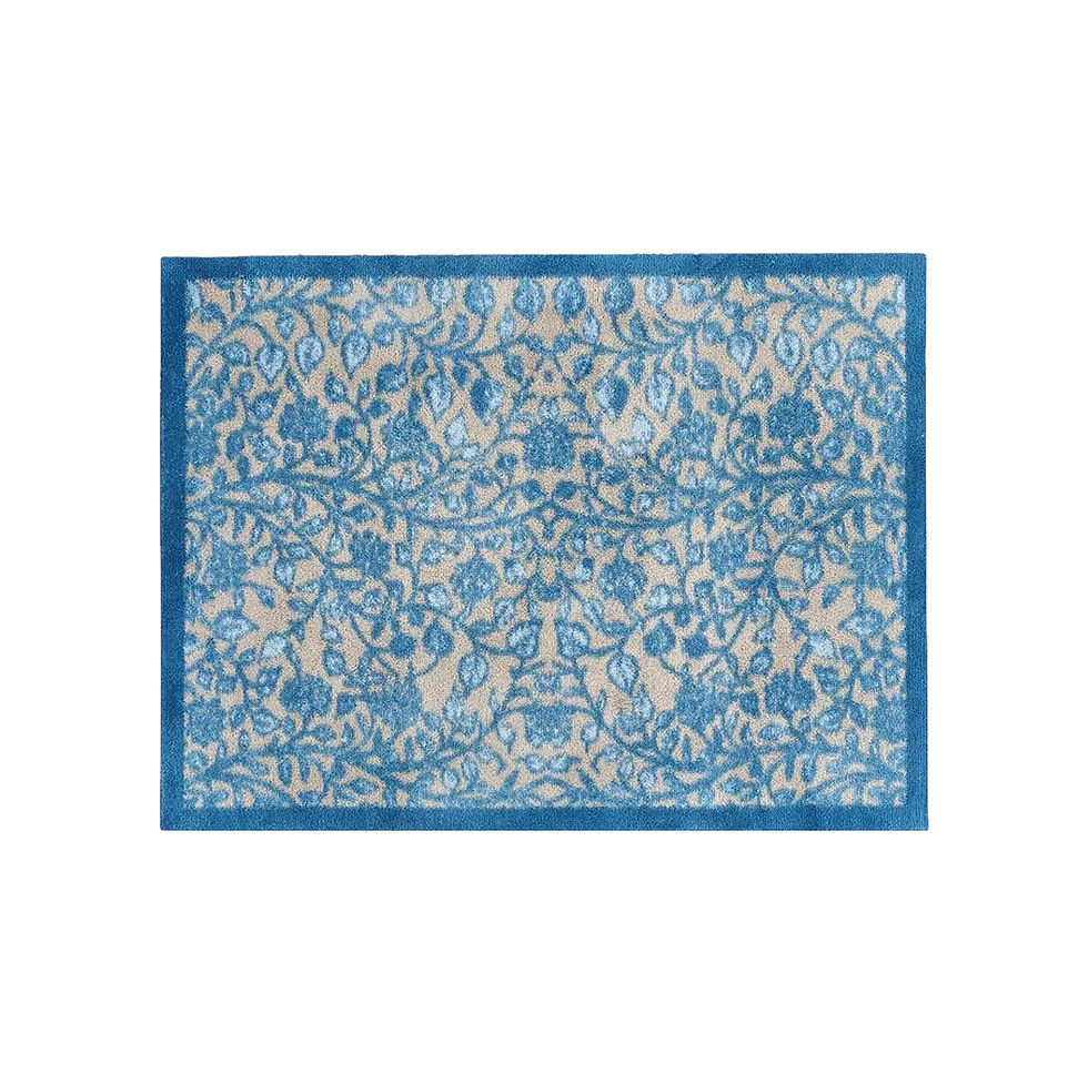 TAPIS D'INTERIEUR FEUILLAGE BLEU