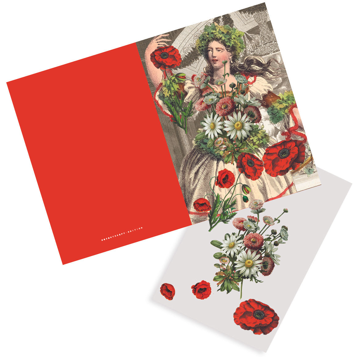 CARTE DOUBLE AVEC TRANSFERT TEXTILE "BALLERINA"