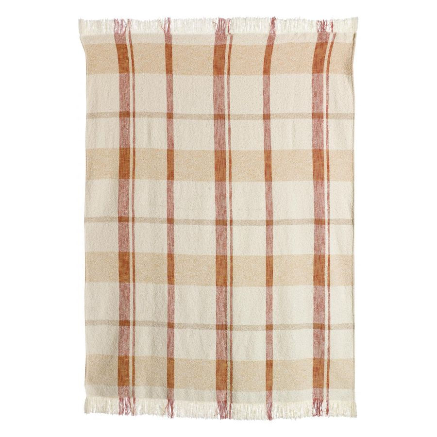 PLAID JACQUARD TERRACOTA A CARREAUX