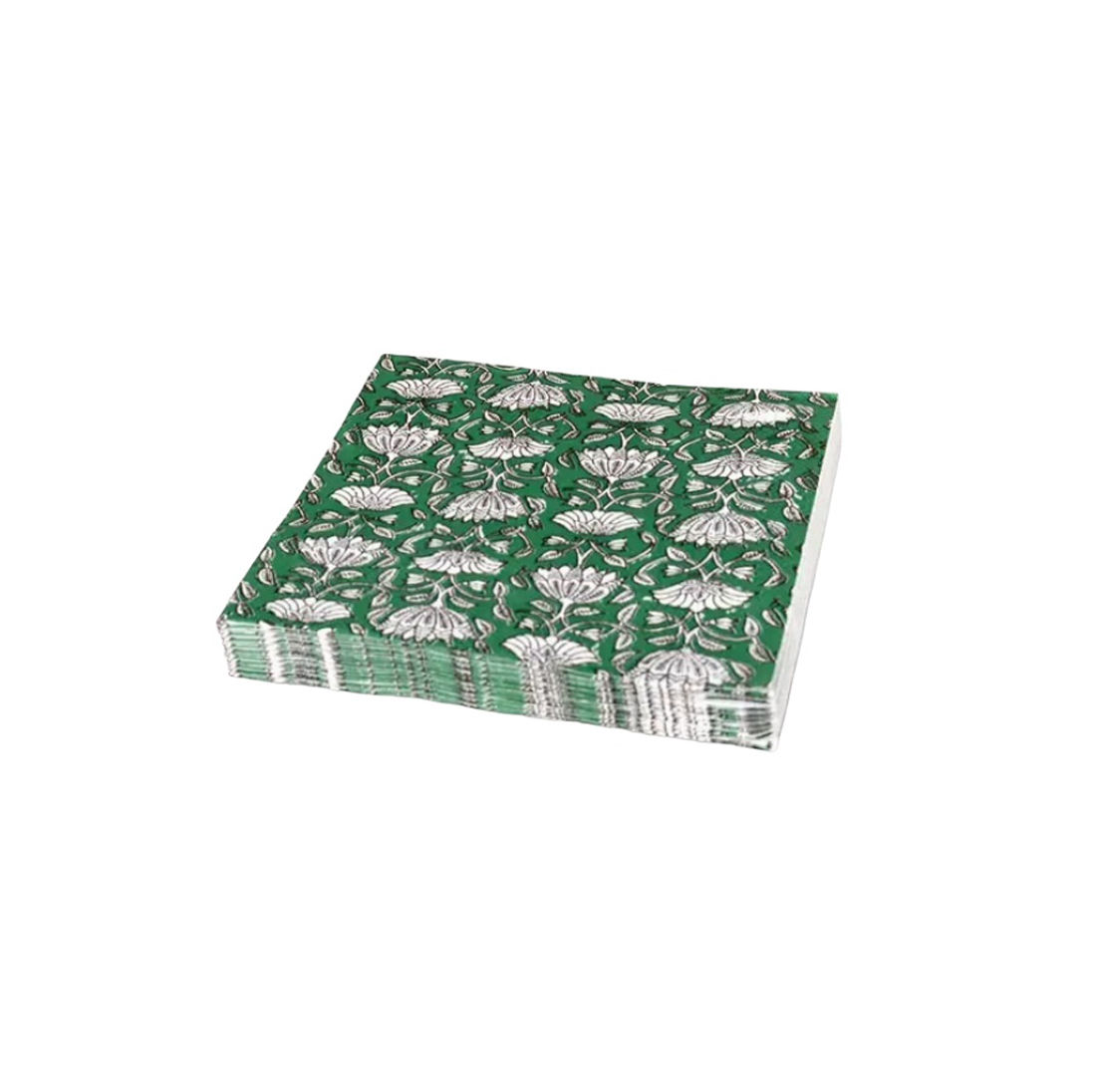 SERVIETTES PAPIER BLOCK PRINT VERT