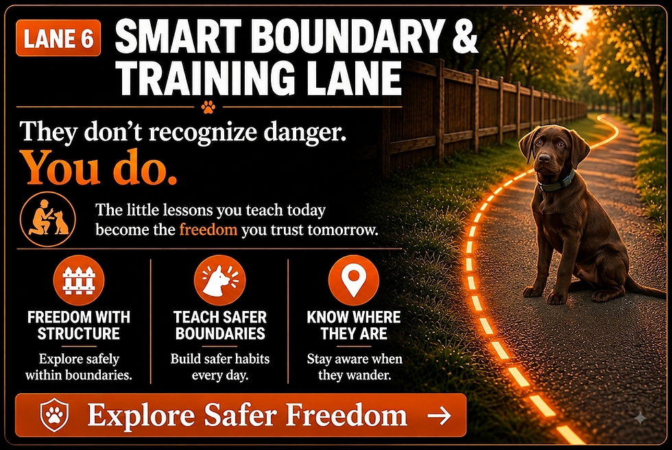 Lane 6: Smart boundaries and training support for dogs.