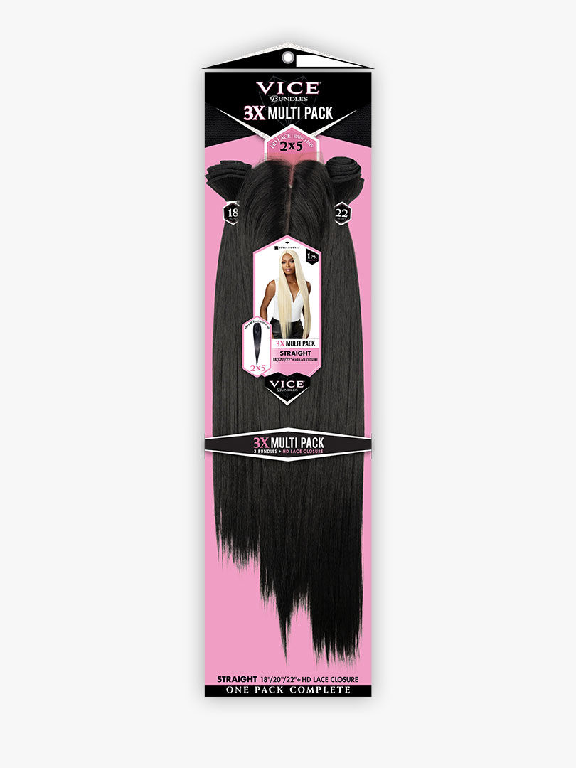 縮圖：SENSATIONNEL VICE 3X MULT PACK STRAIGHT 18" 20" 22" + HD LACE CLOSURE