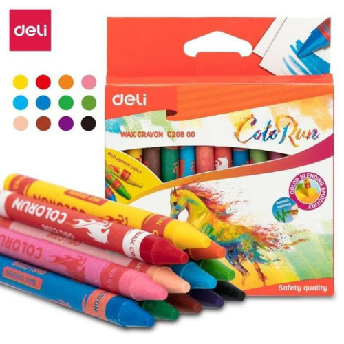 DELI WAX CRAYON 12 COLOURS C20800 Manna Supply Company