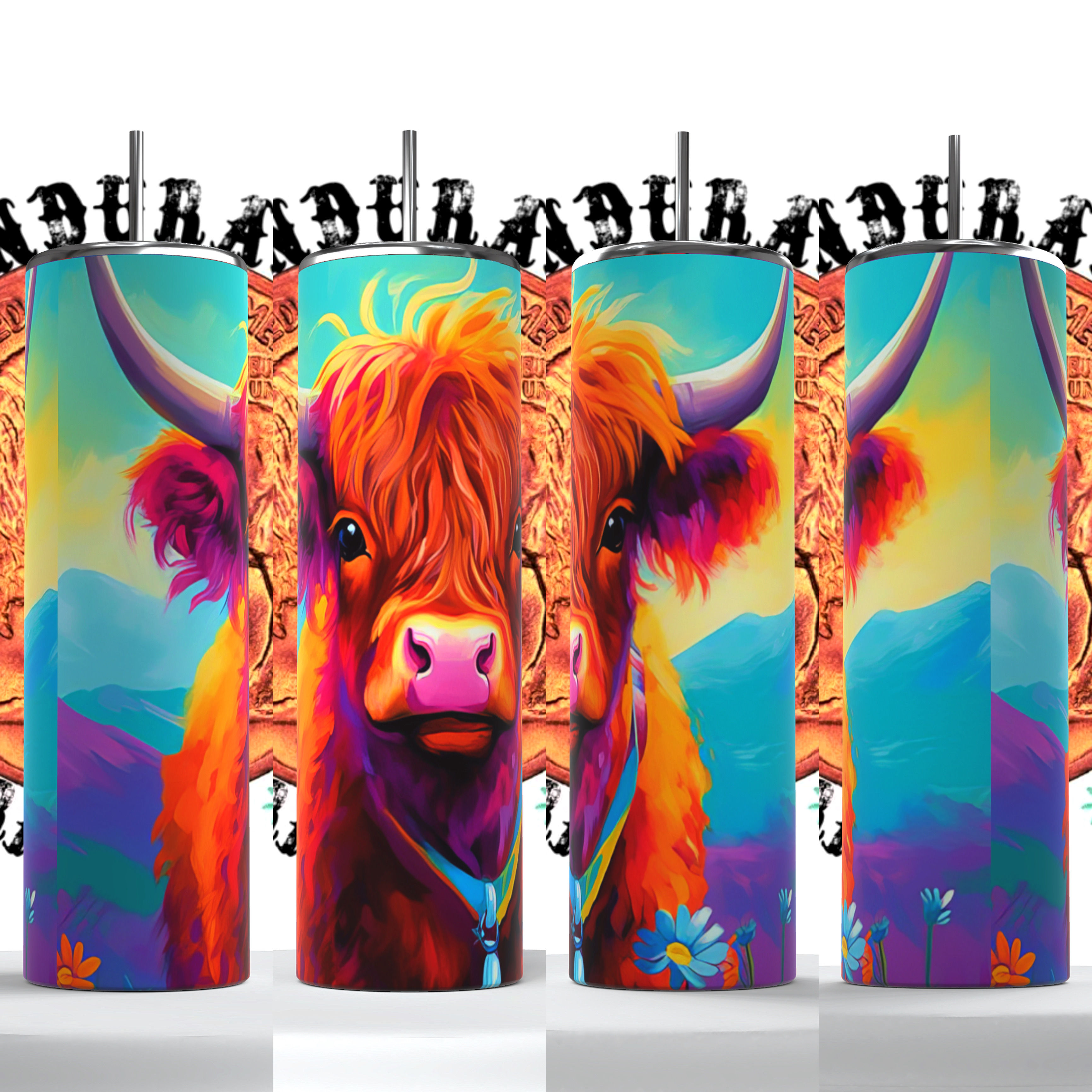 Fluffy Cow & Mountains Tumbler