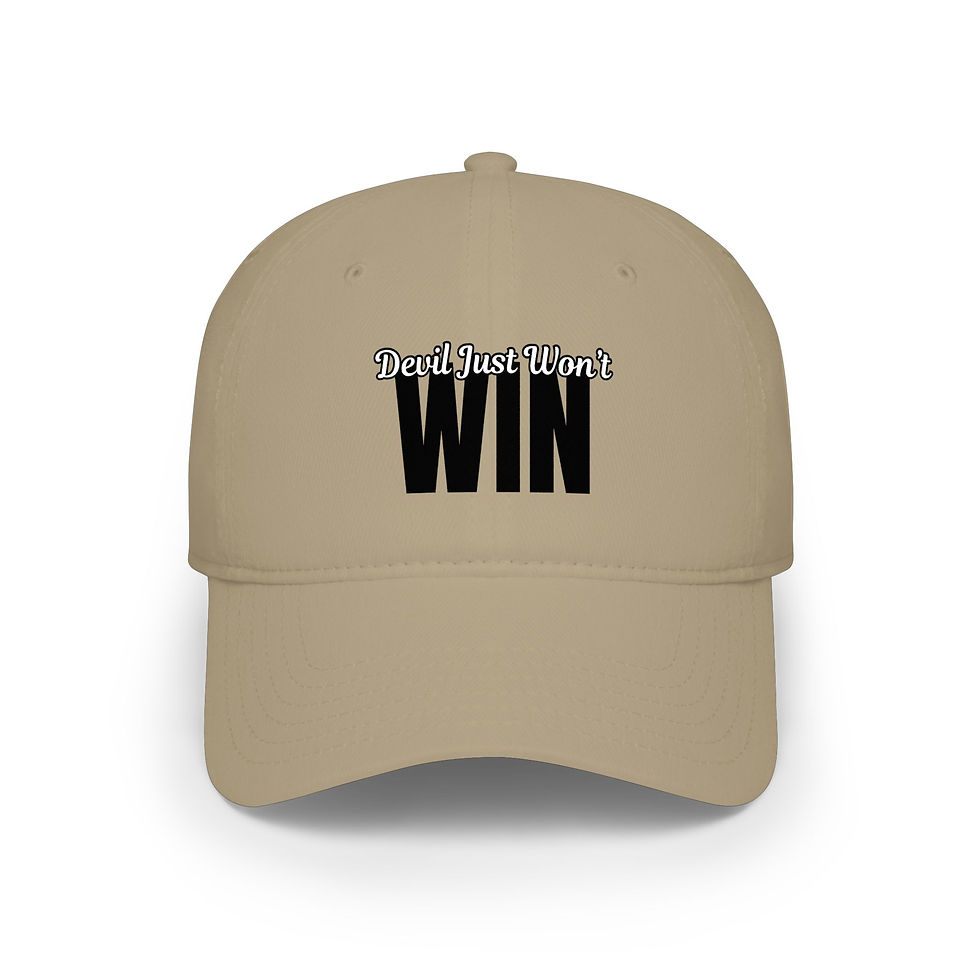 Thumbnail: Devil Just Won’t Win Snapback – Minimal Faith Statement Hat | Bold Victory Cap