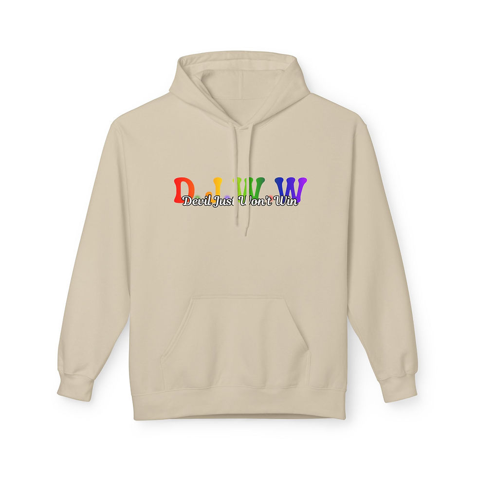 Thumbnail: DJWW Hoodie – Devil Just Won’t Win | Faith-Based Rainbow Promise Hoodie