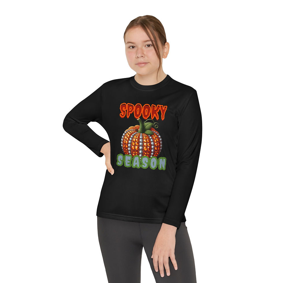 Thumbnail: Youth Spooky Season Long Sleeve Tee, Halloween Shirt, Fall Apparel