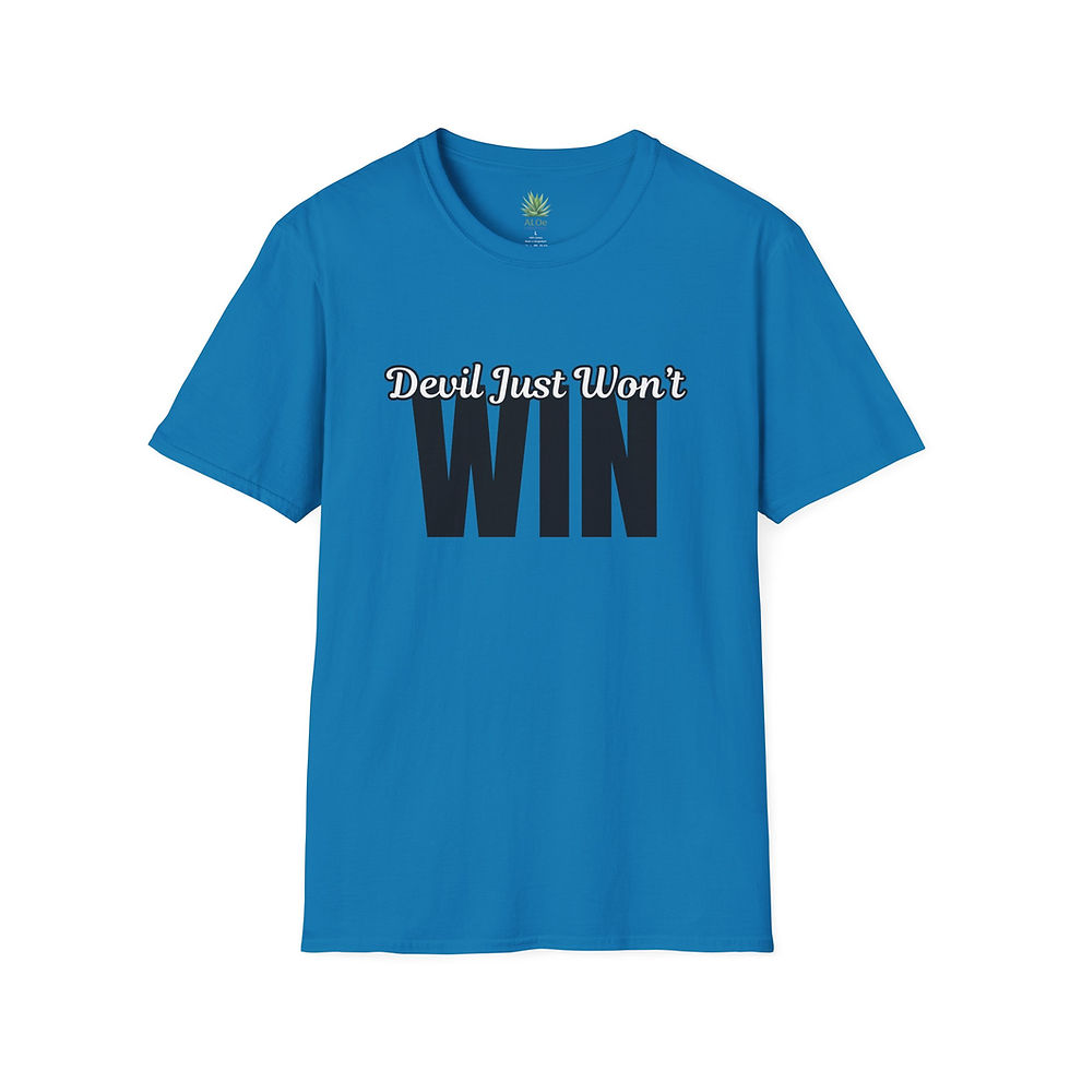 Thumbnail: Devil Just Won’t Win Tee – Minimal Faith Statement Shirt | Bold Victory Design