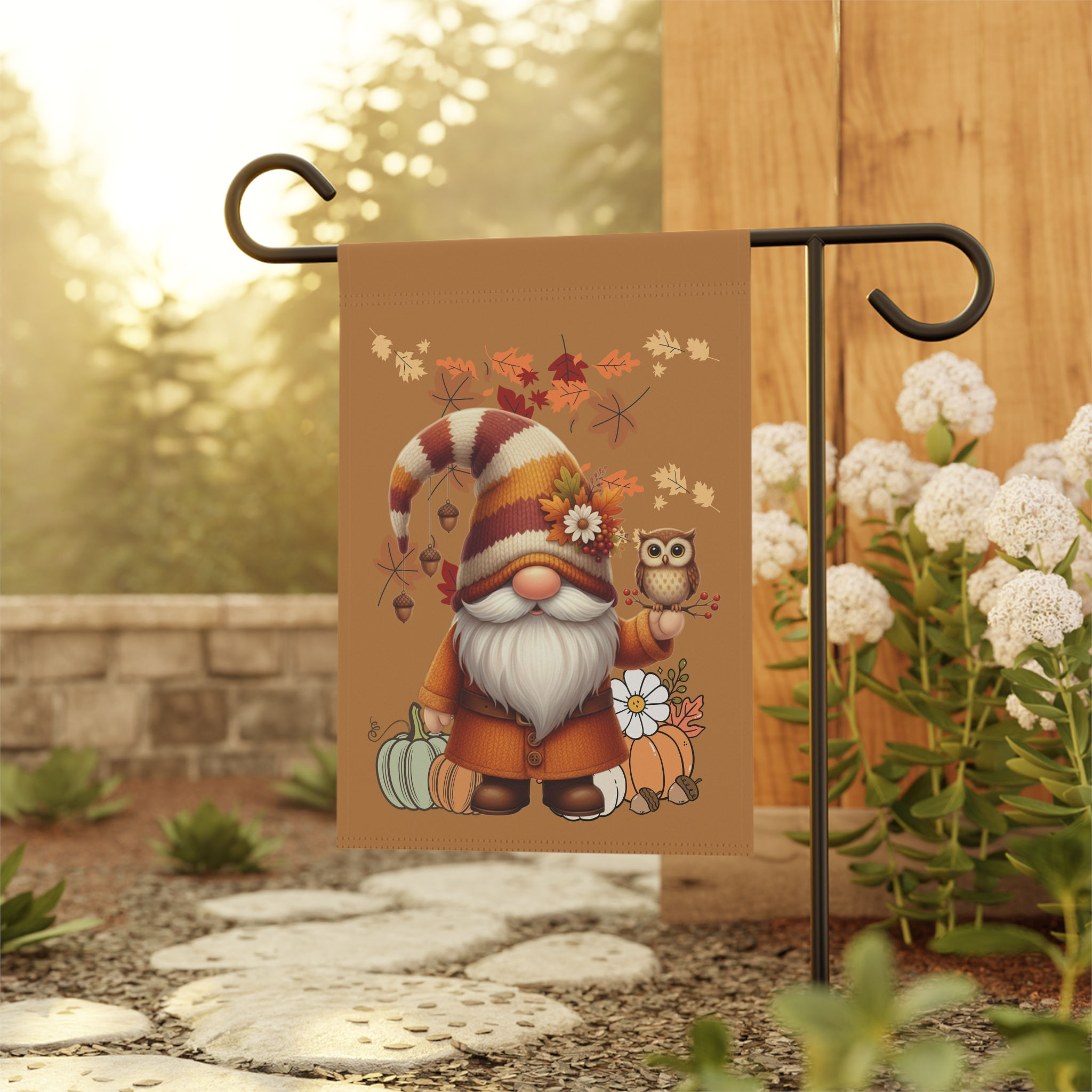 Fall Gnome Garden Flag – Cute Autumn Yard Decor with Pumpkins & Owl