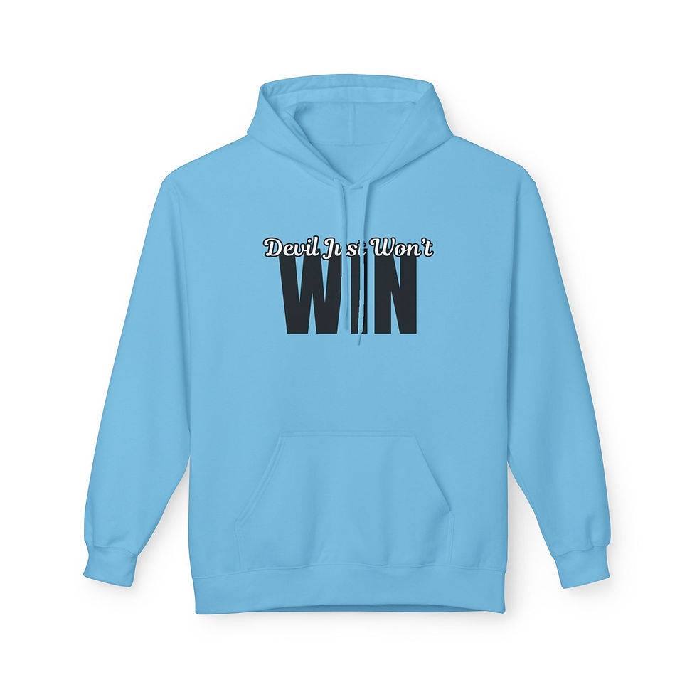 Thumbnail: Devil Just Won’t Win Hoodie – Bold Faith Statement | Minimal Victory Hoodie