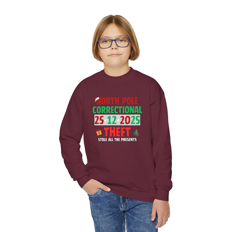 Thumbnail: North Pole Correctional Sweatshirt – “25 12 2025 Theft” Christmas Kids Pullover