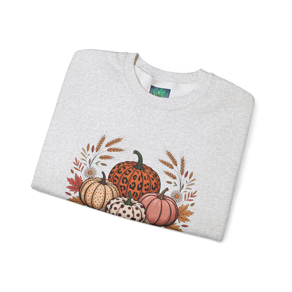 Thumbnail: Hello Autumn Pumpkin Sweatshirt – Cozy Fall Leopard & Polka Dot Pumpkin Shirt