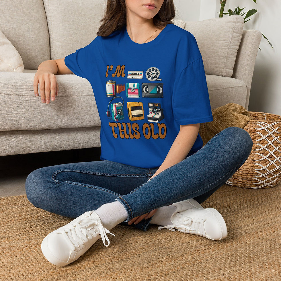 Thumbnail: Vintage Media T-Shirt — "I'm This Old" Retro Cassette, Film & Camera Tee