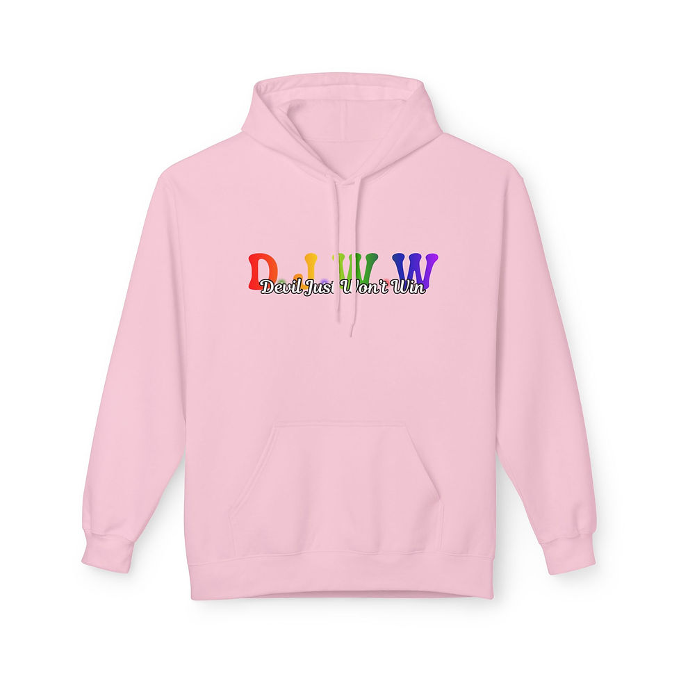 Thumbnail: DJWW Hoodie – Devil Just Won’t Win | Faith-Based Rainbow Promise Hoodie