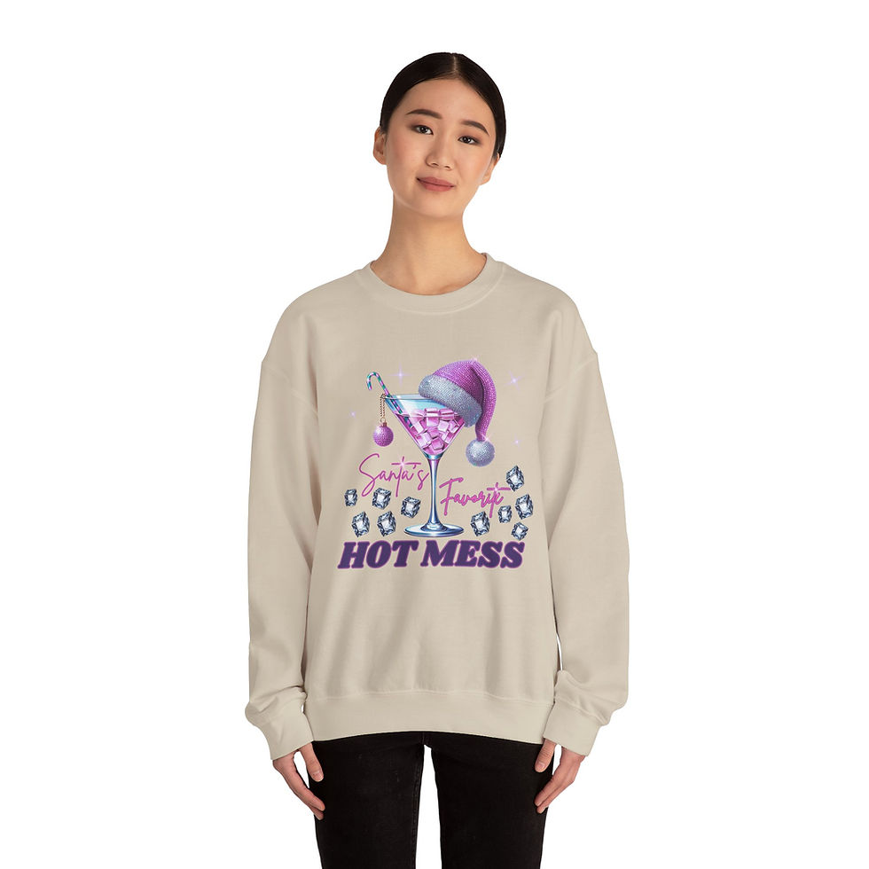 Thumbnail: Santa's Favorite Hot Mess Crewneck Sweatshirt