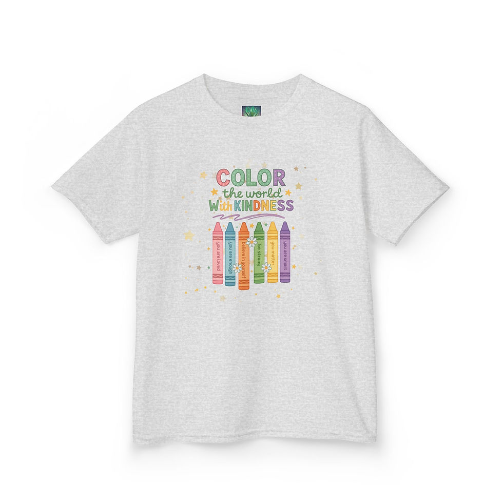 Thumbnail: Kids Colorful Kindness Tee, Inspirational Kids T-Shirt, Crayon Design 