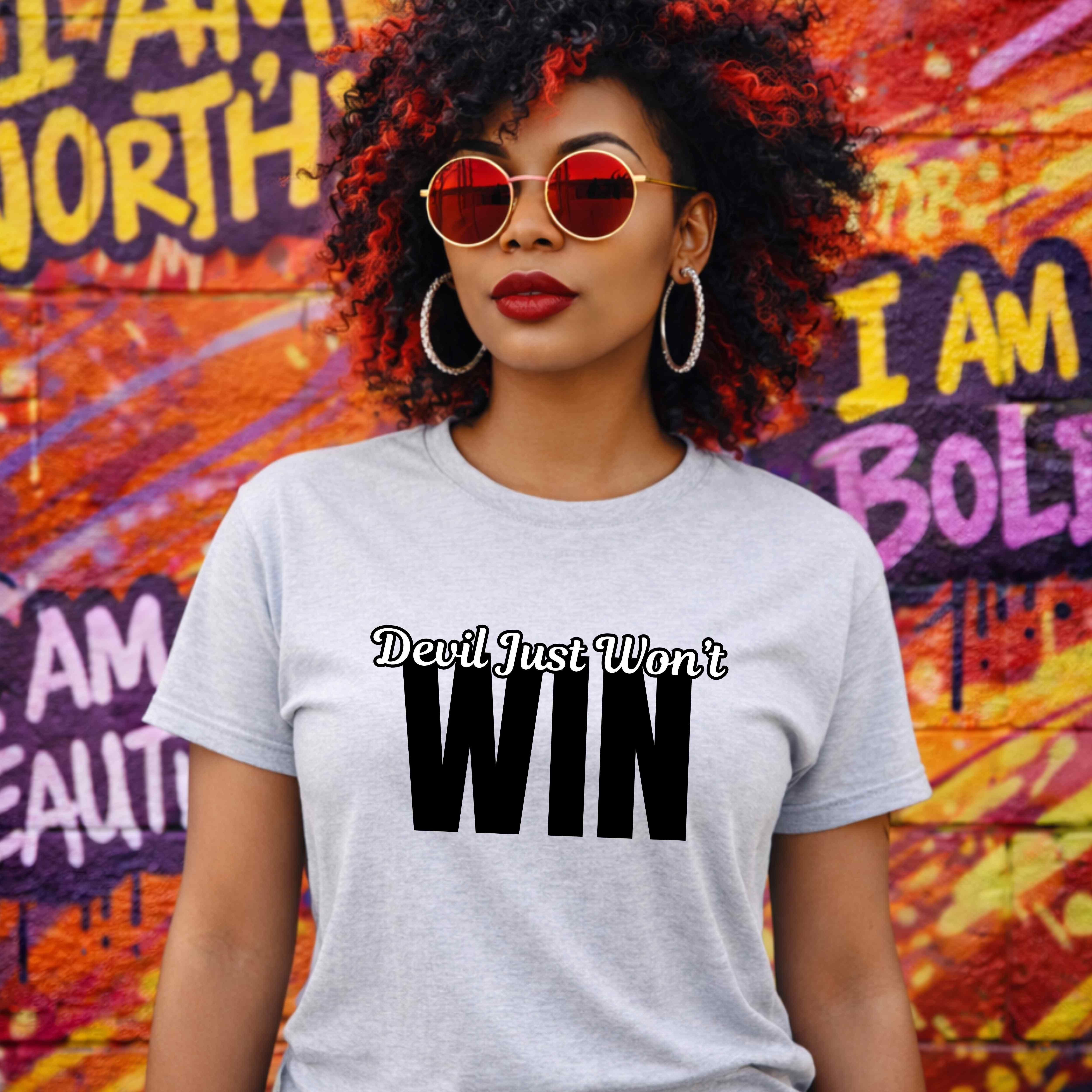 Devil Just Won’t Win Tee – Minimal Faith Statement Shirt | Bold Victory Design