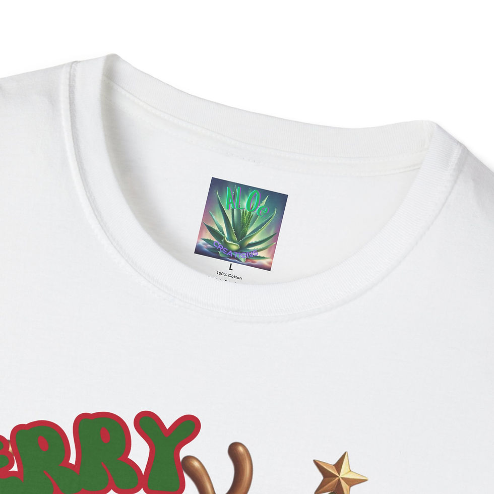 Thumbnail: Festive Christmas T-Shirt with Cute Reindeer Design, Merry Christmas Tee