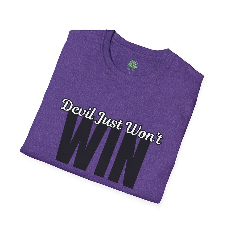 Thumbnail: Devil Just Won’t Win Tee – Minimal Faith Statement Shirt | Bold Victory Design