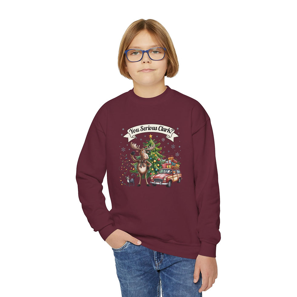 Thumbnail: Youth Sweatshirt, Funny 'You Serious Clark?', Cozy Gift, Kids, Festive Youth
