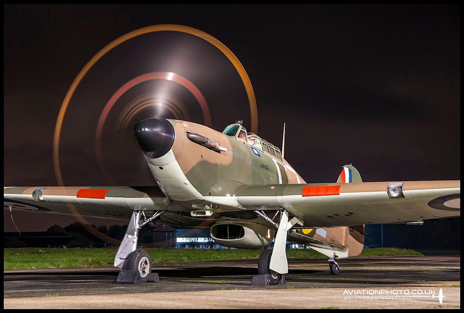 Hawker Hurricane MkX AE977 G-CHTK Biggin Hill Nightshoot 2014.jpg