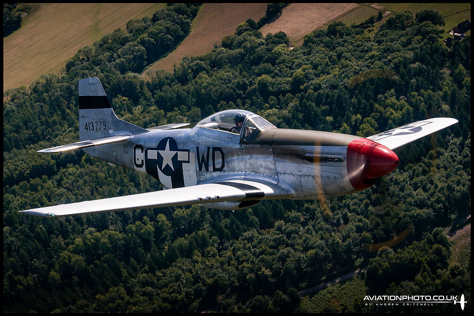 North American P-51D Mustang G-CMDK WD-C airborne out of Biggin Hill
