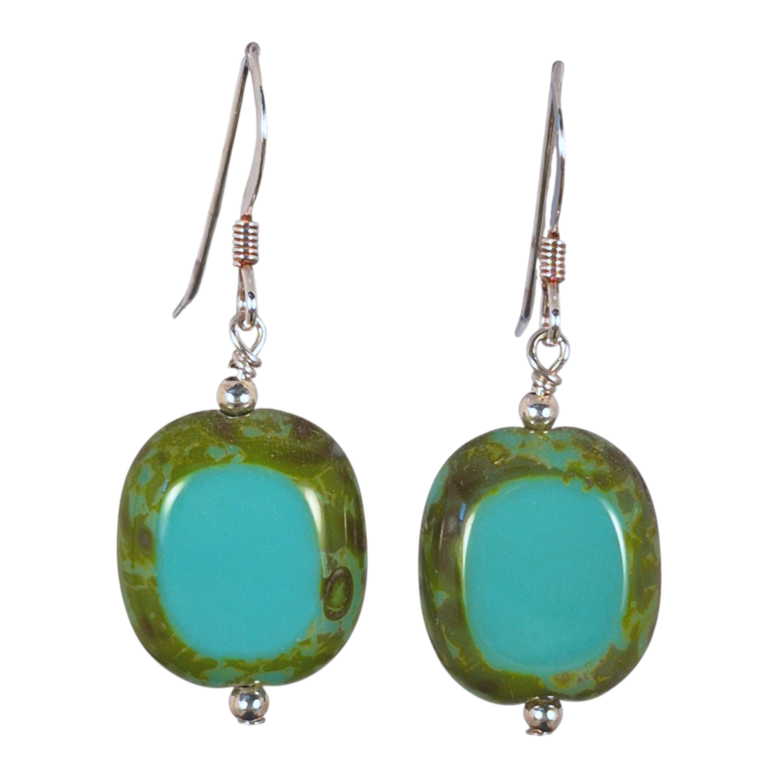 Turquoise Glass Earrings