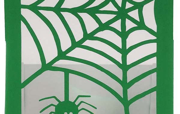 Spider-themed Halloween luminary STEM activity glowing with LED light