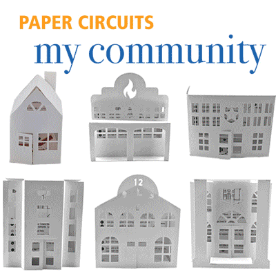 Create a glowing paper city using Xplorably Paper Circuits kit, learning basic simple circuits..