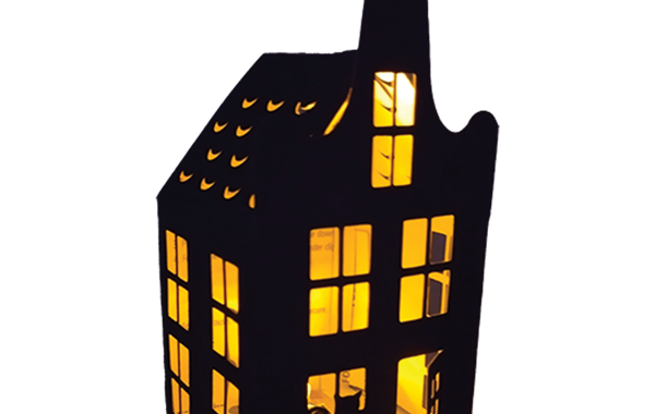 Haunted house Halloween luminary STEM activity glowing with LED circuit