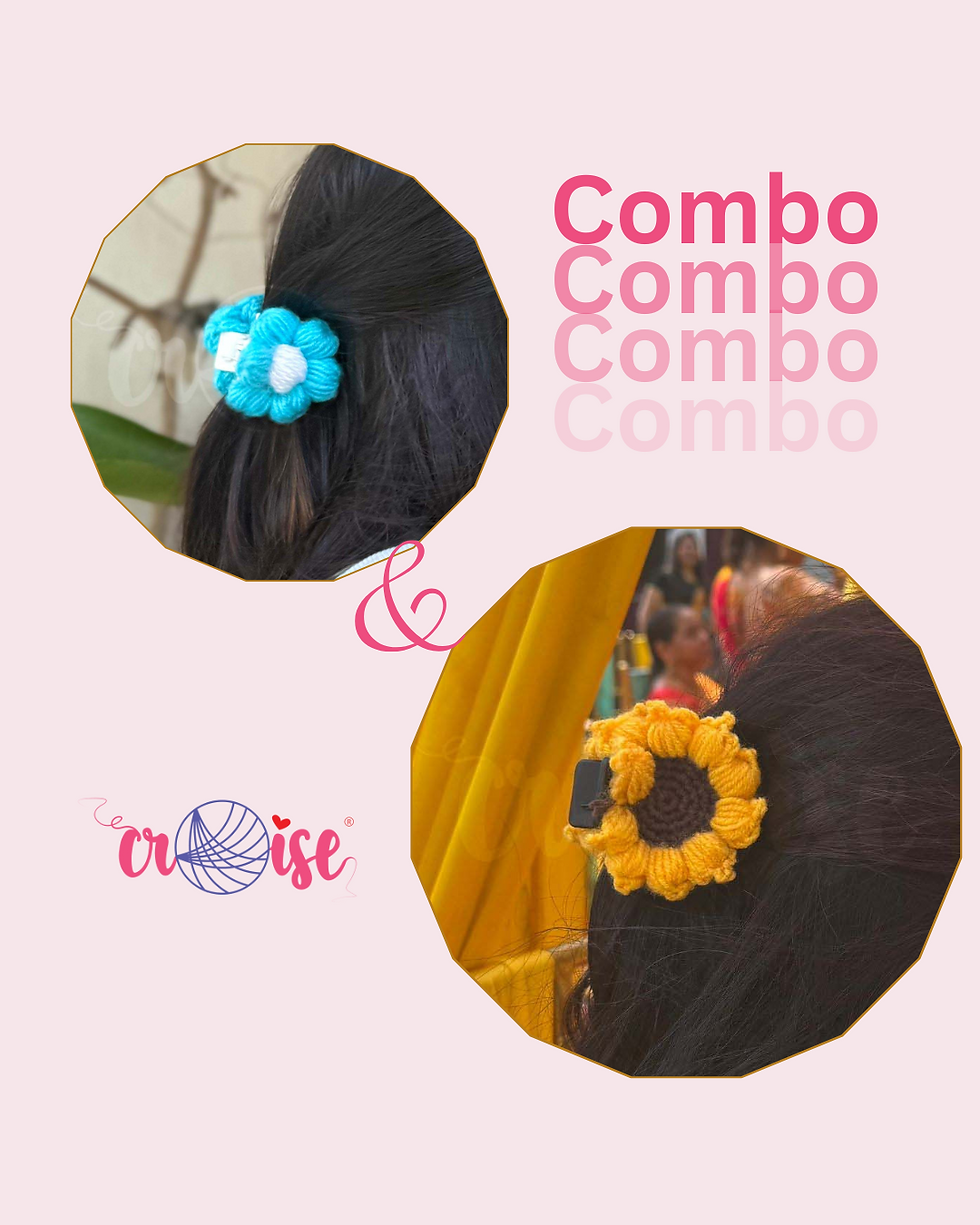 Crochet Claw combo - blue and yellow