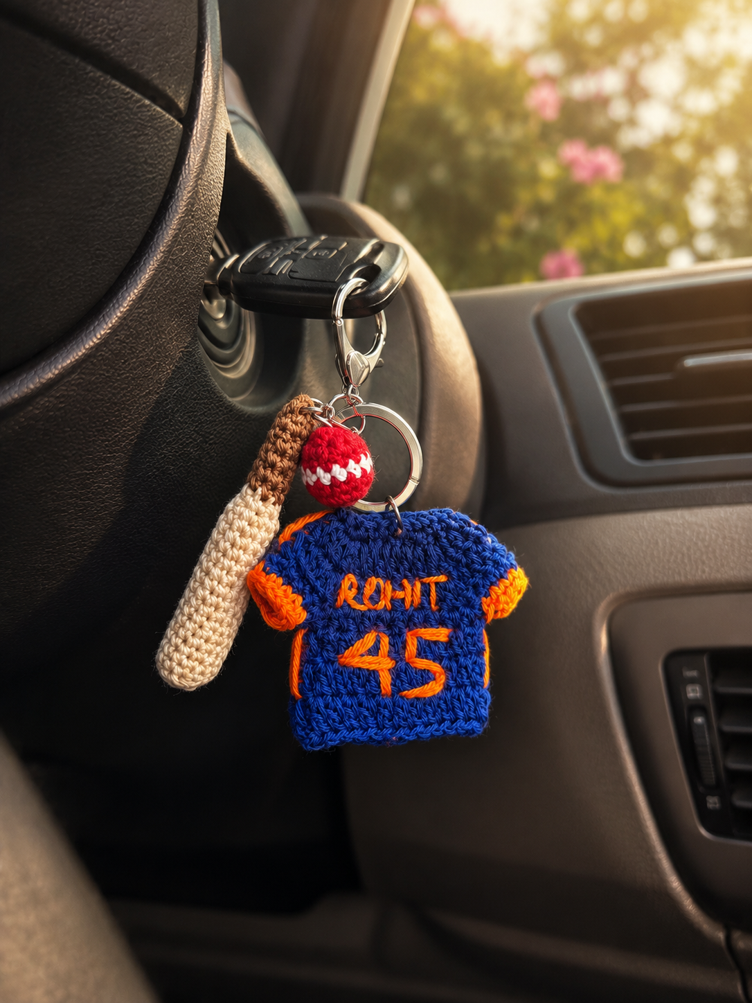 Crochet Rohit Sharma MI Jersey Keychain || Handmade IPL  Fan Key Chain