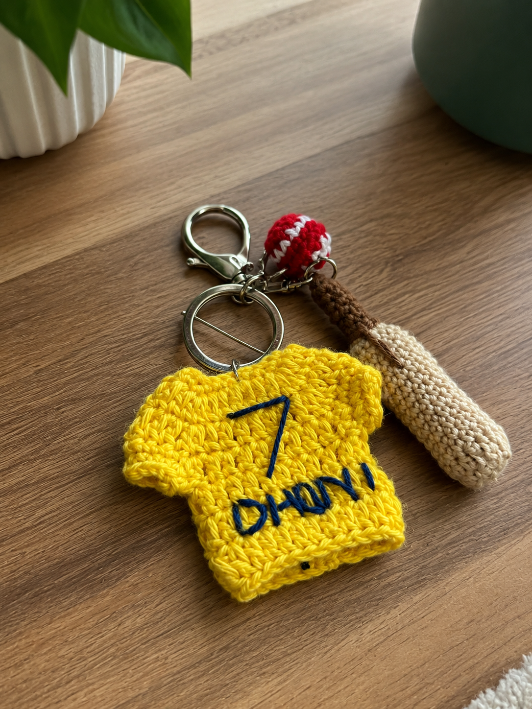 Crochet Dhoni Jersey KeyChain || Keychain for cricket lovers