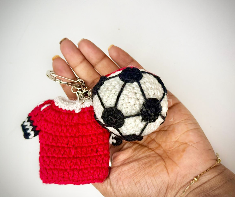 Thumbnail: Crochet Manchester United Football Key Chain || Handmade Footbal Merchandise