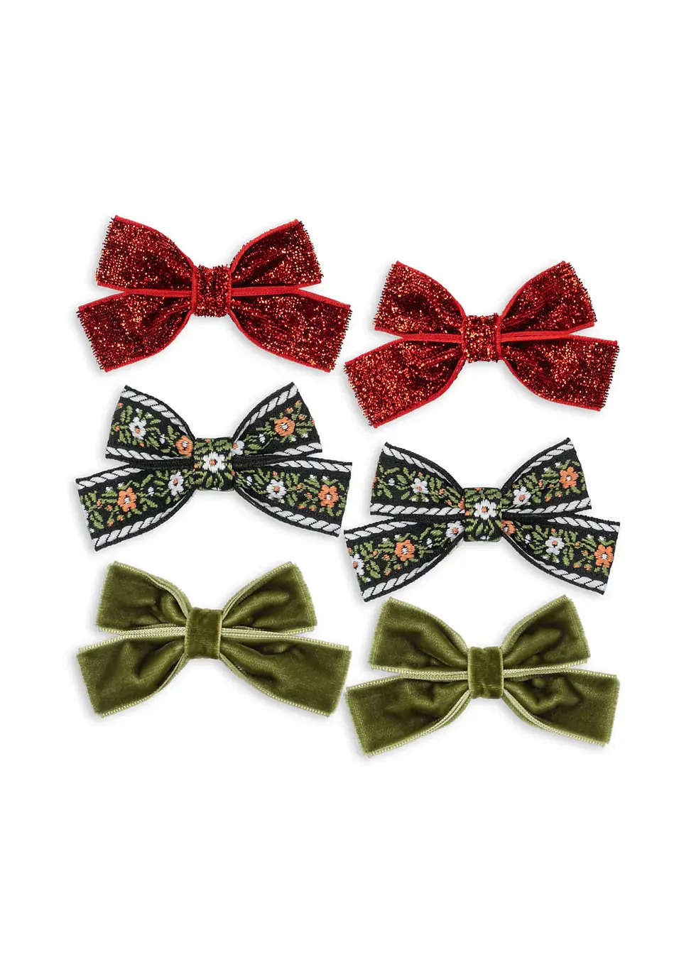 תמונה ממוזערת: 6 PACK MICKI BOW HAIR CLIPS red- green