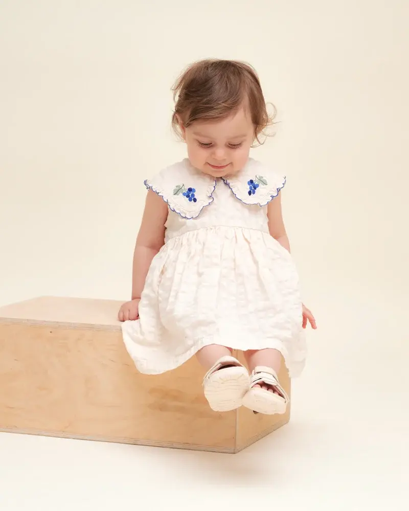 תמונה ממוזערת: Seersucker Collar Romper Dress Ecru