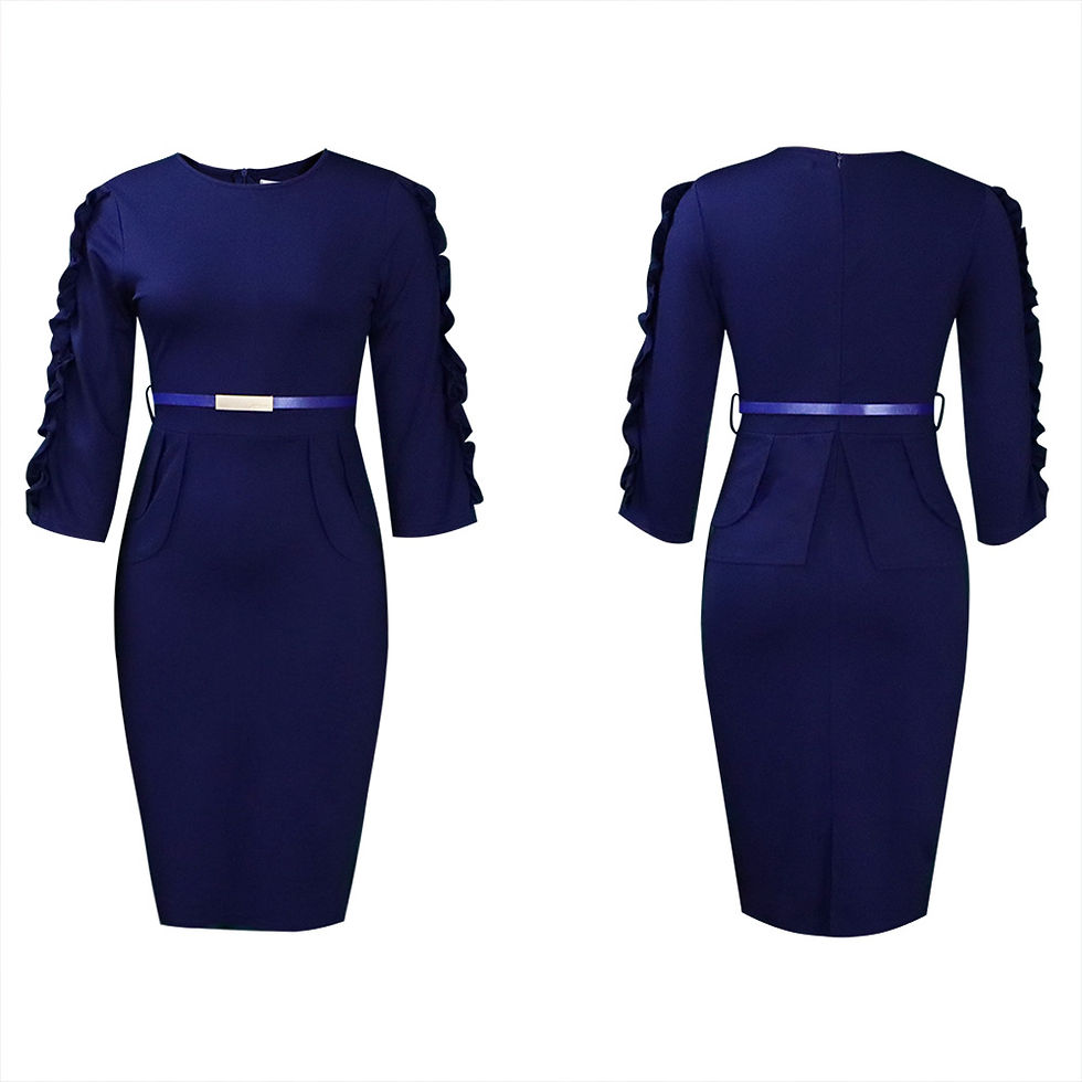Thumbnail: Women Plus Size Peplum Ruffle Office Business Dress Elegant Work Dress
