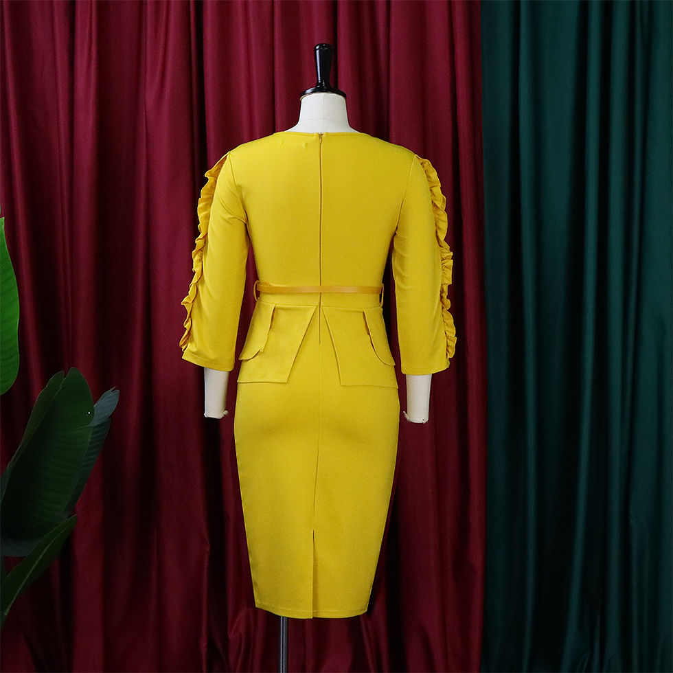 Thumbnail: Women Plus Size Peplum Ruffle Office Business Dress Elegant Work Dress