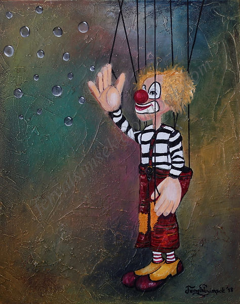 Clown 50X40cm  Mixed media painting-Press canvas
