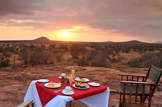 sunset dinner in taita hills sanctuary