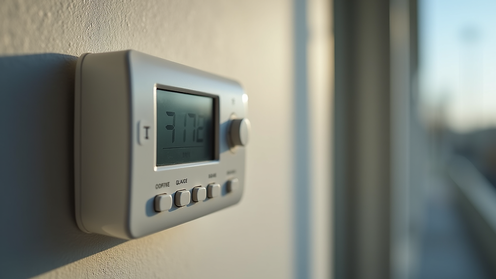 Close-up view of a programmable thermostat on a wall