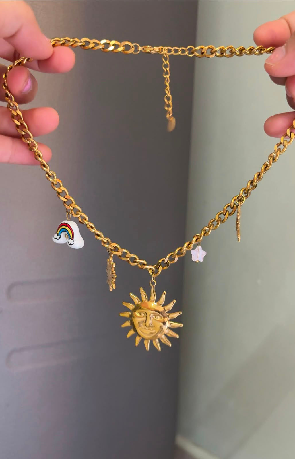 Chunky Beachy Sun Charm Necklace