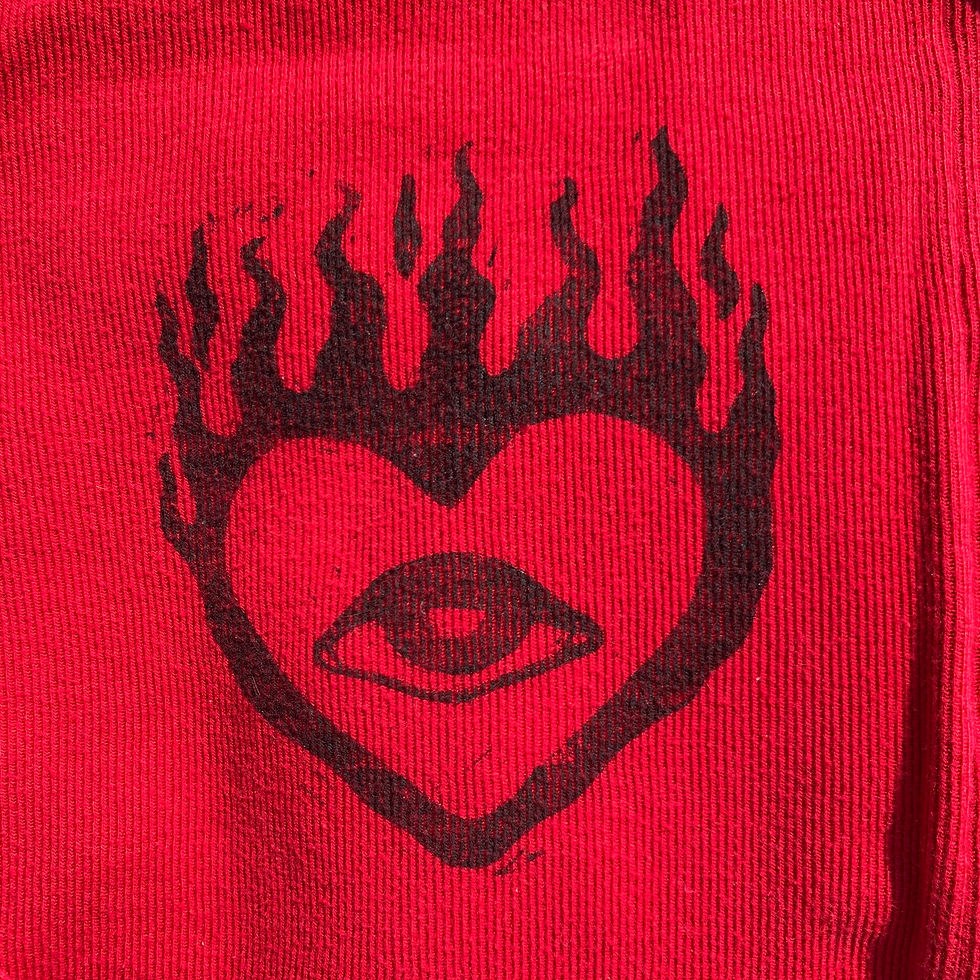 Thumbnail: Flaming Heart Eyes Zip Up Sweater