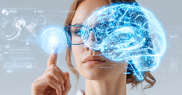 AI technology concept with human interaction