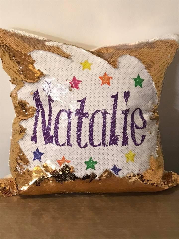 Personalized Sequin square pillow 2sided